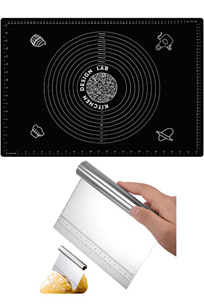 Kitchen Design Lab Siyah Silikon Ölçülü Çok Amaçlı Hamur Açma Matı 45 Cm X 65...