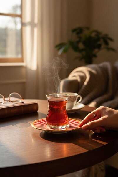 Onedekor 12 Parça Iwon Pink Bird Altın Yaldızlı 6 Kişilik Çay Takımı Seti