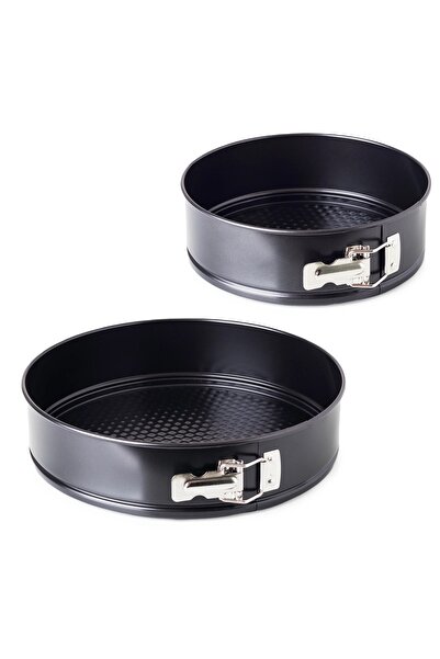 HIC طقم قوالب تشيز كيك تيفلون مكون من قطعتين مقاس 22-28 سم