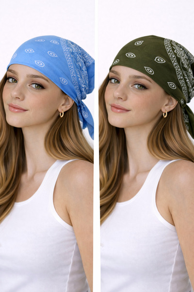 Rupen Kraft مجموعة من 2 باندانا بنمط كلاسيكي من القطن 100% لكلا الجنسين، باندانا ملونة بنمط عرقي، باندانا عالية الجودة