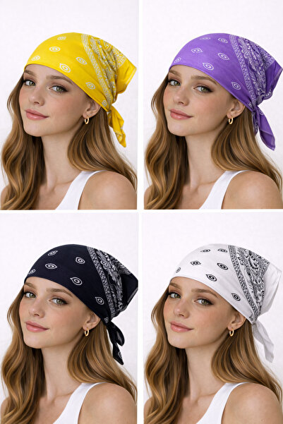 Rupen Kraft 100% cotton classic pattern unisex 4-piece bandana set colorful bandana ethnic patterned a quality bandana