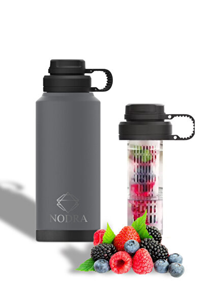 nodra زجاجة ماء تحافظ على مشروباتك ساخنة وباردة، سعة 1 لتر