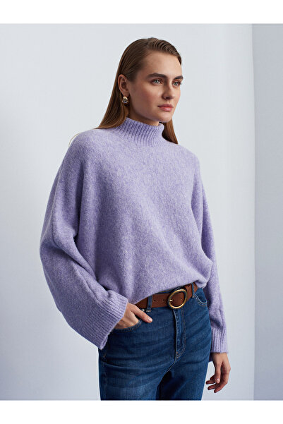 Dilvin 10817 Pulover cu mâneci liliac din amestec de lână