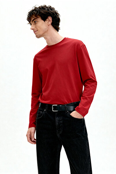 TOMMY LIFE Kırmızı Standart Fit Basic O Yaka Uzun Kollu İnce Erkek T-Shirt - 87997