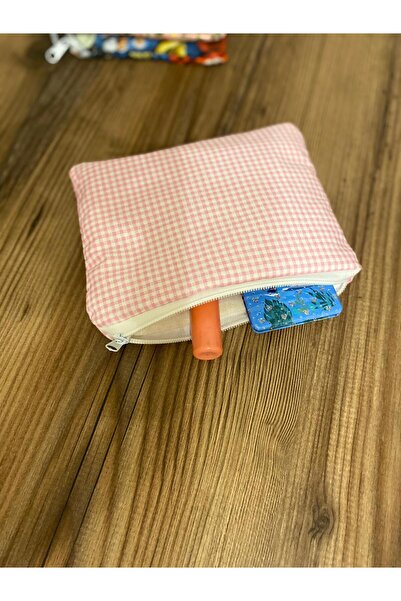 Handmade Zippered Mini Wallet – Lined, Puff-Filled Bag Organizer 18×13 cm Gif...