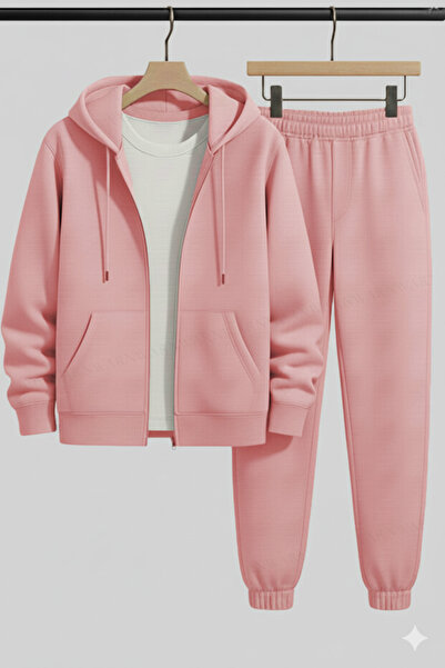 Modaikon Zippered Cardigan Tracksuit Set Unisex Winter/ Transitional 3 Thread...