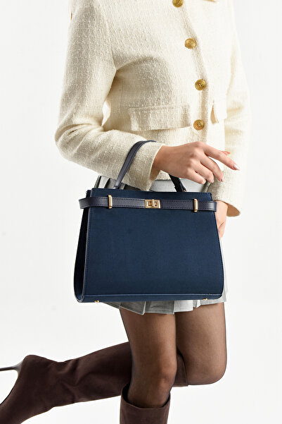 cocy-col حقيبة يد وكتف نسائية من الجلد السويدي باللون الأزرق الداكن موديل مينديز