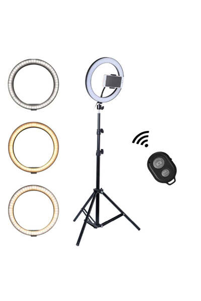 Teno Circular Ring Light Lamp Teno207, Diameter 45cm/18 Inch, 3 light modes, triple phone holder