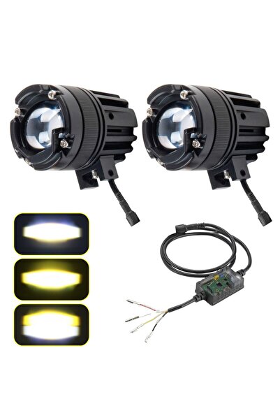 DEKOHOP Motosiklet Arazi Aracı Sis Farı Seti Beyaz Sarı Projektör 12-24V 3 Mo...