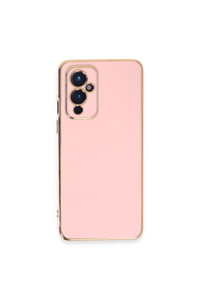 AKSEFİZZ One Plus 9 Kılıf Parlak Soft Yüzeyli Kamera Korumalı Altın Kenarlı K...