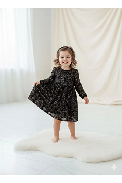 nk kids فستان نك للأطفال من عمر 1-4 سنوات باللون الأسود والوردي