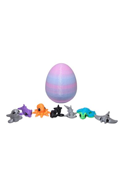 Deniz3DToys Hareketli Mini Deniz Hayvanları Oyuncak Seti 7'li I Yumurta Kutul...