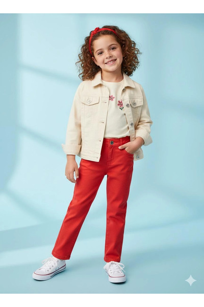 nk kids بنطلون أحمر بخصر مطاطي للأطفال من سن 4-8 سنوات