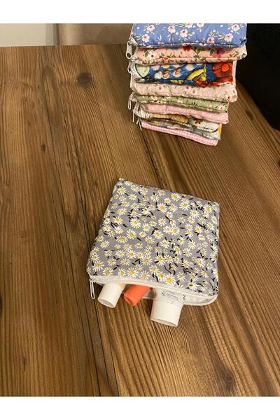 Handmade Zippered Mini Wallet – Lined, Puff-Filled Bag Organizer 18×13 cm Gif...