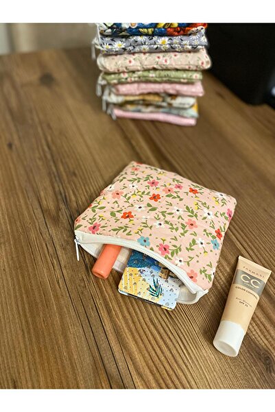 Handmade Zippered Mini Wallet – Lined, Puff-Filled Bag Organizer 18×13 cm Gif...