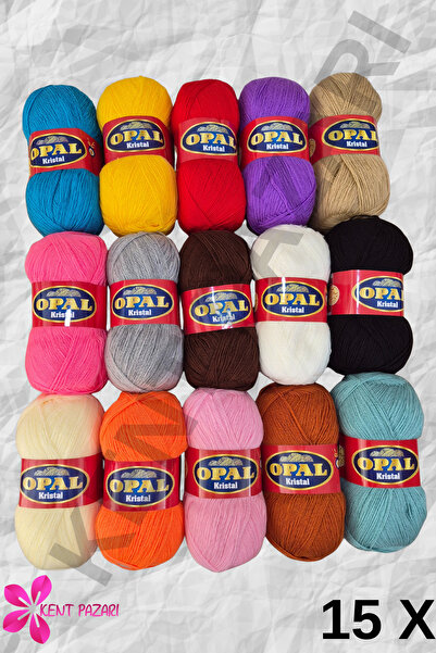 Kent Pazarı Lif ipi Seti 100 gr 475 Metre Karışık Lif ipliği - Karışık Renk - 15 Adet