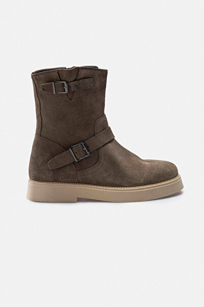 RUJO Дамски ботуши от естествена кожа с цип и катарама от норка