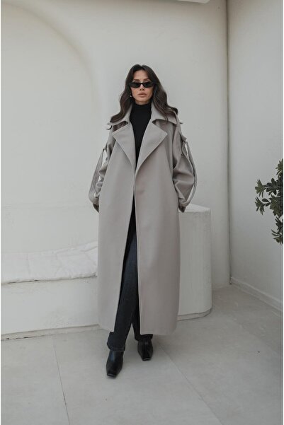 Havoş معطف كشمير مينك هيلدا بأكمام مزينة بتفاصيل جيب