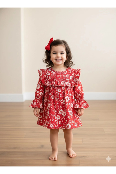 Orca Kids Fashion 1-10 Years Old Ruffle Dress Red