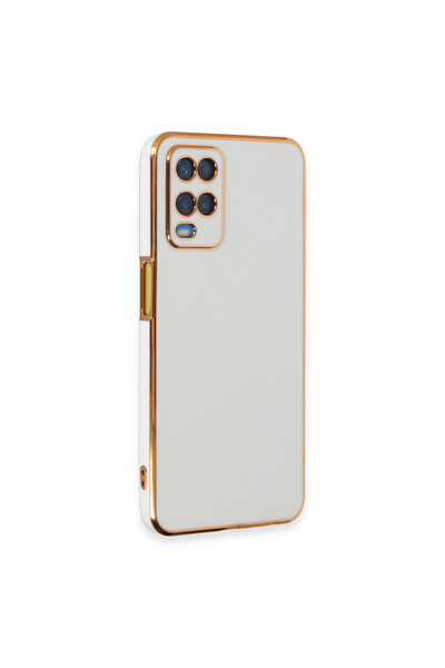 AKSEFİZZ Oppo A54 4G Kılıf Parlak Soft Yüzeyli Kamera Korumalı Altın Kenarlı ...