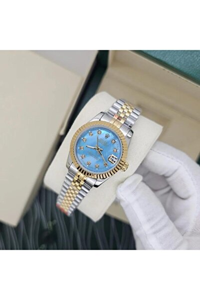 CN ساعة يد نسائية فاخرة بلون أزرق ثلجي أنيق