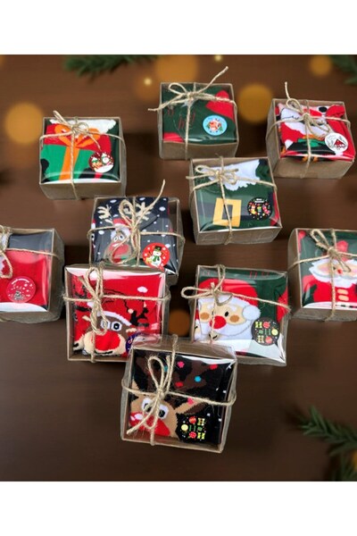 Masalsı Concept 10’lu Yılbaşı Hediye Seti Tek Tek Kutulu – Şık Ve Yılbaşı Temalı Yılbaşı Hediyesi Çorap