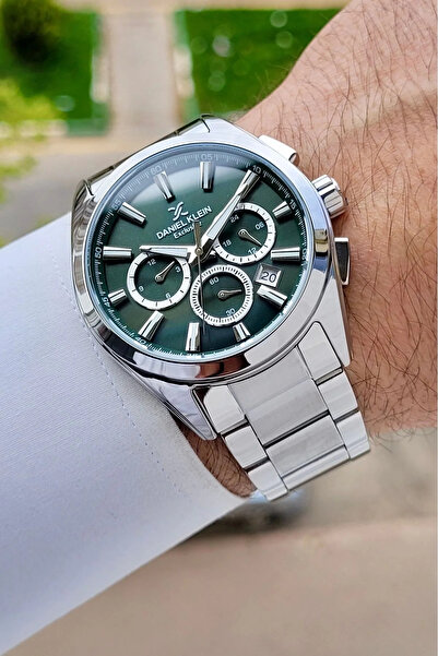 Daniel Klein Men's Wristwatch Dkiste1803 with Green Dial, Silver Color Band a...