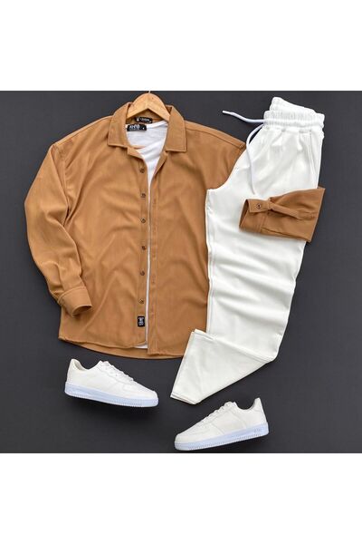 THEGENTMAN Set de 3 piese: Cămașă cu mânecă lungă, pantaloni și tricou pentru...