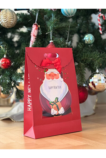 4nio حقيبة هدايا كرتونية لعيد الميلاد مع فيونكة على شكل سانتا كلوز