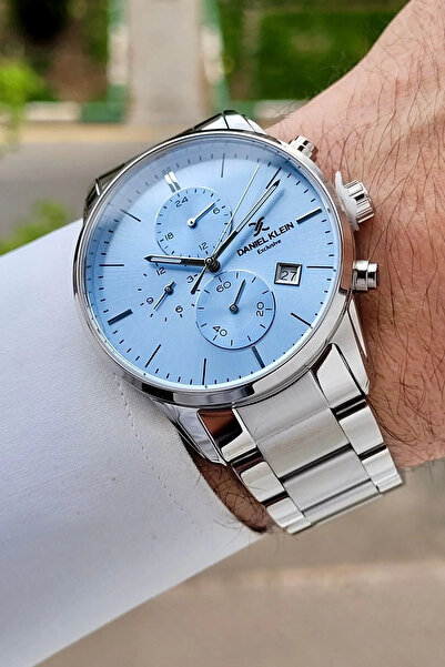 Daniel Klein Men's Wristwatch Dkiste1901 with Blue Dial Silver Color Band 42 mm
