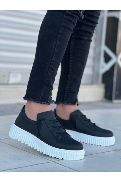 Zapatos حذاء رياضي رجالي يومي برباط من الجلد طراز KB-X502 CBT - أسود