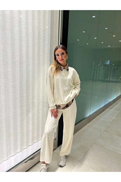 AÈC PRIVÈ Women's New Season Stone Plaid Sweatshirt Pants Set