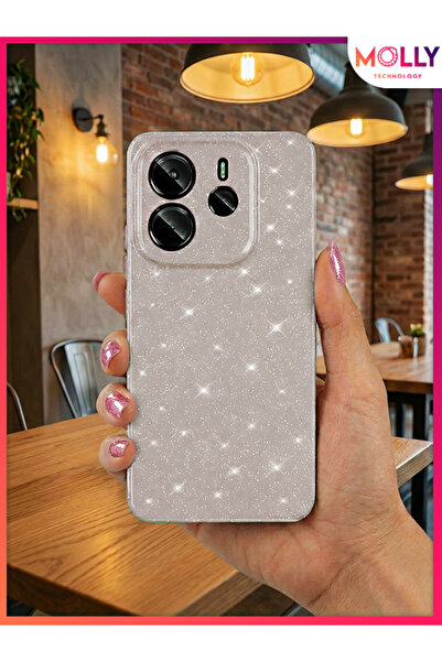 Molly حافظة سيليكون فضية لامعة وبراقة لهاتف XIAOMI REDMI NOTE 14 4G