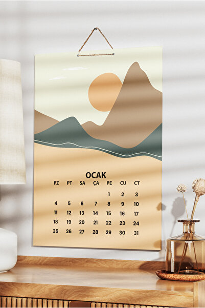 Grafiklas 2026 A3 Duvar Takvimi 30x42 cm – 12 Yaprak Minimalist Modern Sanat Tasarımlı Asmalı Takvim