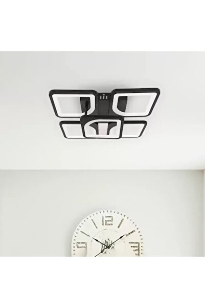 OEM ZOE LED Chandelier with Remote 68W, 5 Squares, Cool/Warm/Neutral Light, Dimmable, Black