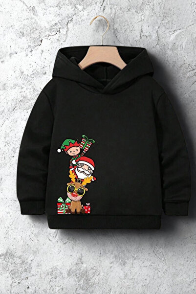 Daxia سترة للأولاد بطبعة سانتا كلوز وغزال B مطبوع K بغطاء رأس مطبوعة لعيد الم...