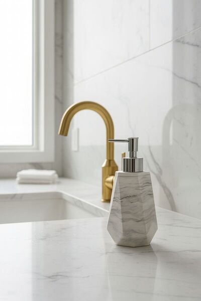 Elizovi Home Marble Textured Luxury Liquid Soap Dispenser |   16 X 8.5 cm Mod...