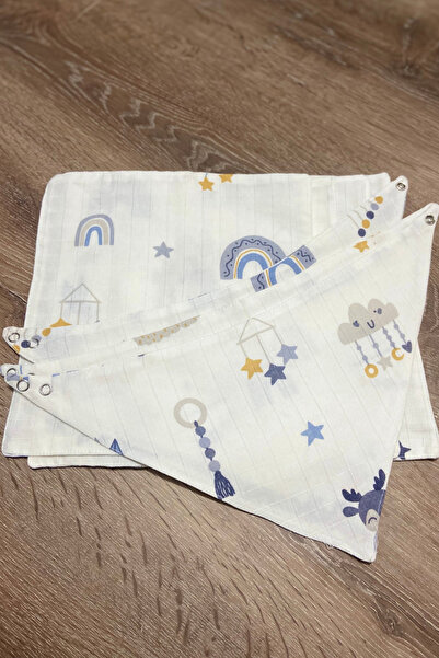 Ponchik 7-Pack 100% Cotton 2-Layer Checkered Muslin Baby Drool Bib Wipes 4 Wi...