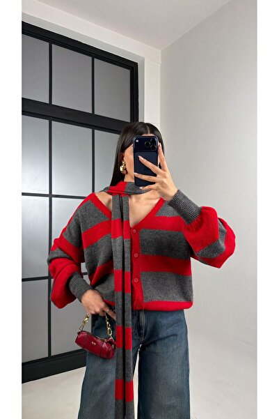 ALVOR Striped Self-Woven Soft Cardigan