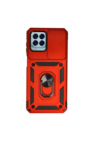 NewFace حافظة سامسونج جالاكسي M33 بارس مع حلقة عدسة سيليكون - أحمر