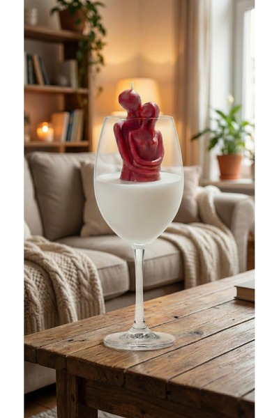 Raw Home Lüks Kadeh Mum – Beyaz Şarap Kadehi İçinde El Yapımı Dekoratif Mum |...