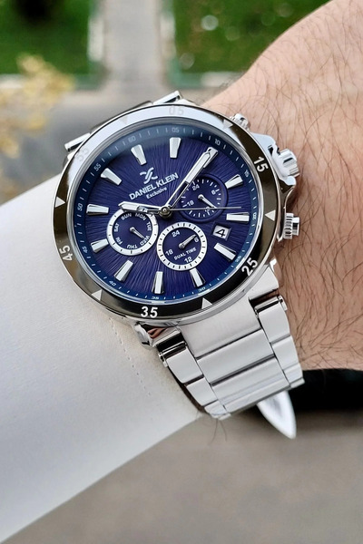 Daniel Klein Dial Navy Blue Strap Silver Color Internal Indicators Active Men's Wristwatch Dkiste1908