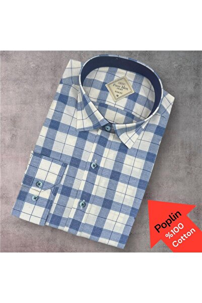 EREN STYLE Поплинена риза с дълъг ръкав от 100% памук, която не предизвиква и...