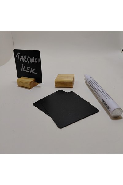 ETİKETLİK FİYATLIK Black Label and Square Wooden Base Coaster - 30 Pieces