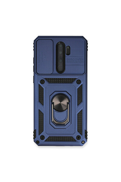 NewFace حافظة هاتف Xiaomi Redmi Note 8 Pro مع حلقة عدسة من السيليكون - أزرق داكن