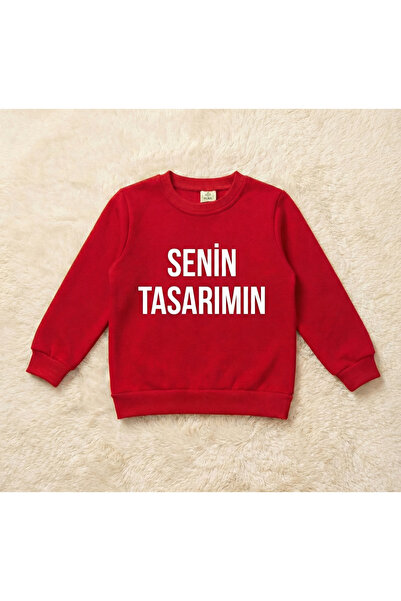 MUBA KIDS "Senin Tasarımın" İçi Polarlı %100 Pamuklu Çocuk Sweatshirt, Hayall...