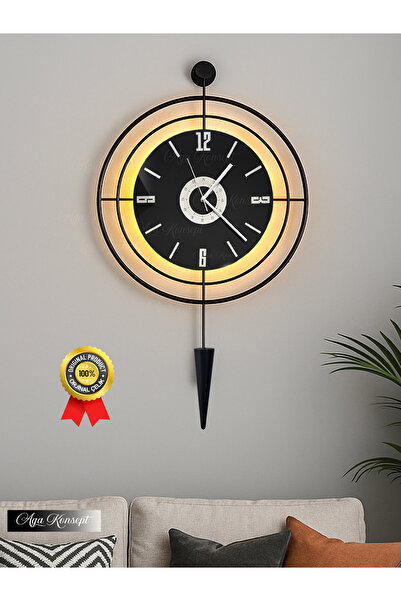 AGA KONSEPT Led'li SİYAH Target Pendulum NERO 24 (Büyük Boy 50*90 cm) Dekorat...
