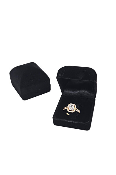 Tokkal Siyah Kadife Yüzük Kutusu - Yüzükler Görsel Amaçlıdır Ürün Sadece Kutu...