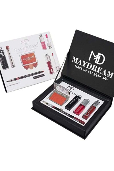 MAYDREAM Black Makeup Set: Lipsticks + Gloss + Lip Liner + Powder Blush (PH-1371B)