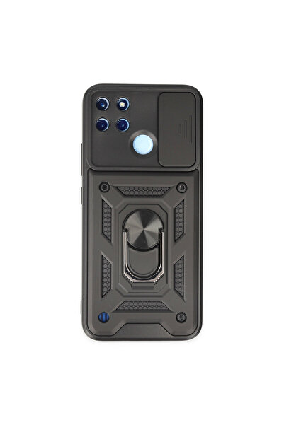 NewFace جراب Realme C25Y مع حلقة عدسة من السيليكون - أسود